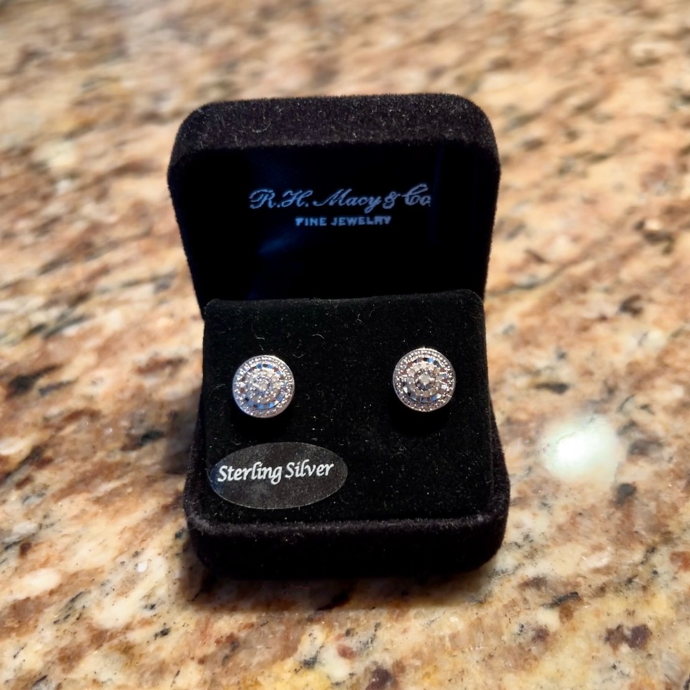 Multi-Halo Diamond 925 Stud Earrings - 1/10 carat t.w.